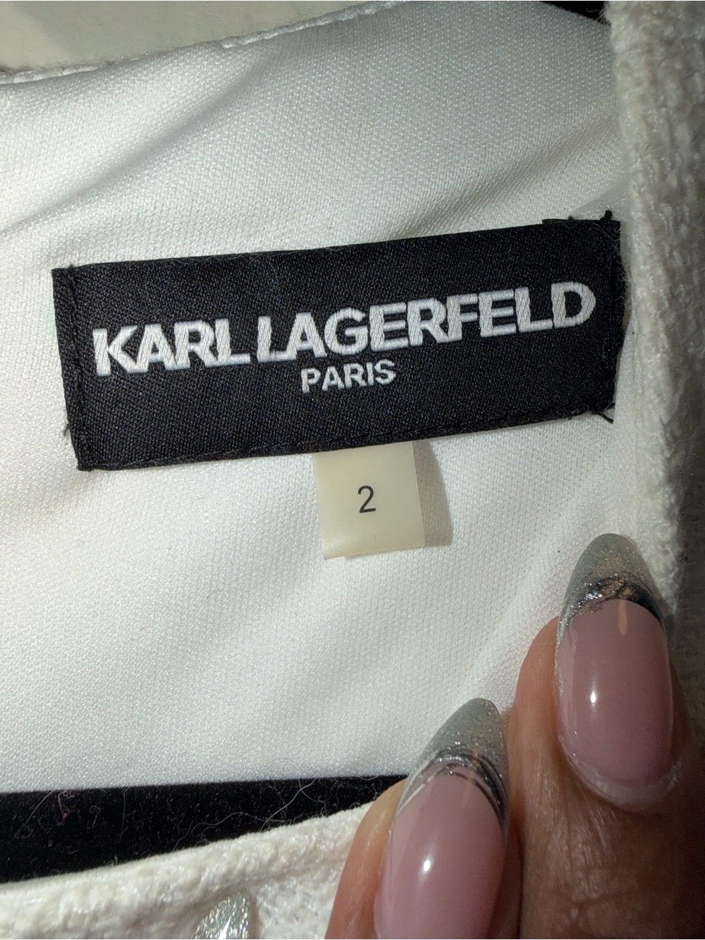 Karl Lagerfeld Black and White Tweed Pencil Dress- SIZE 2 - Picture 3 of 8
